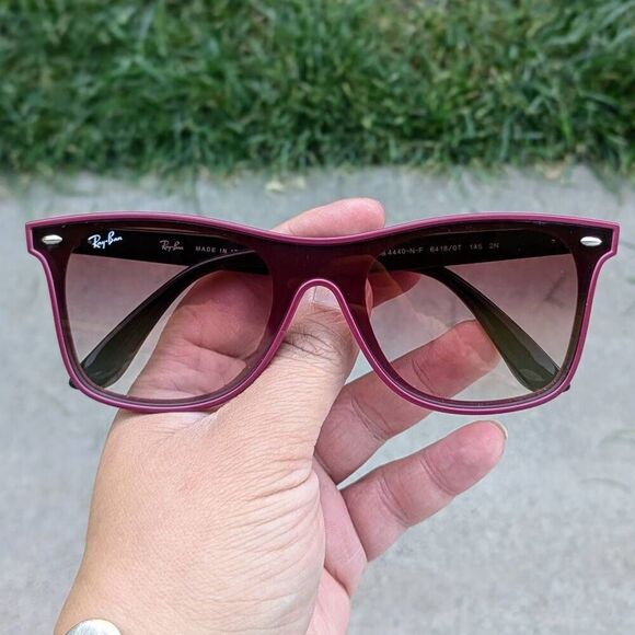 Ray-ban Blaze Wayfarer Dark Red Polished Bordeaux Sunglasses. RB4440NF - Picture 3 of 7